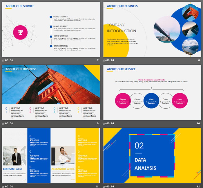 蓝黄炫酷欧美公司简介PPT模板