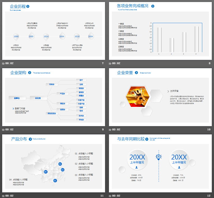 蓝色简洁微立体工作总结汇报PPT模板