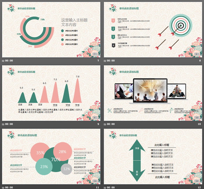 复古卡通韩范花卉PPT模板