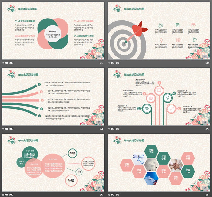 复古卡通韩范花卉PPT模板