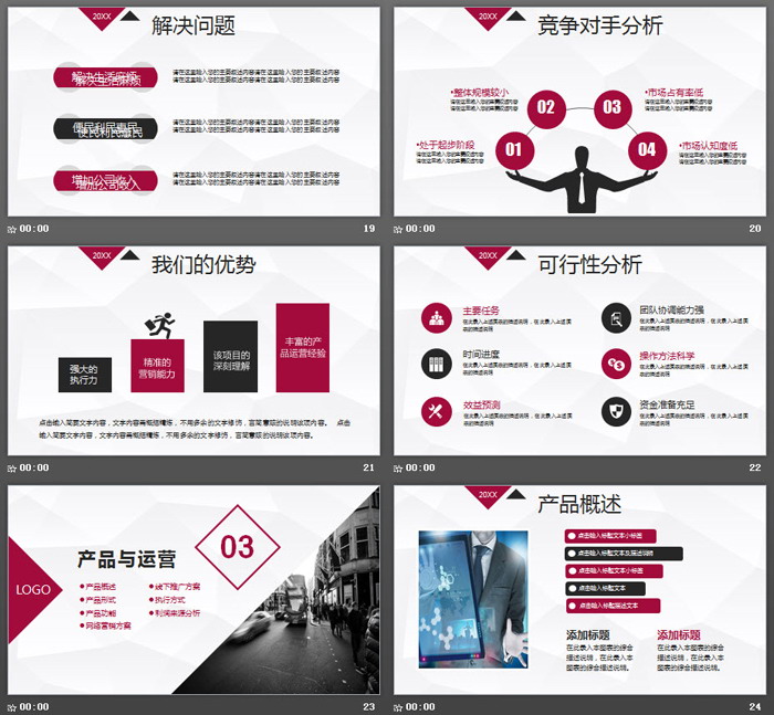 欧美街景建筑背景的商业融资计划书PPT模板