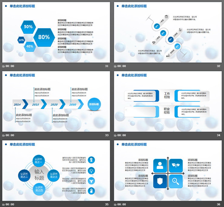 蓝色立体球体背景工作汇报PPT模板