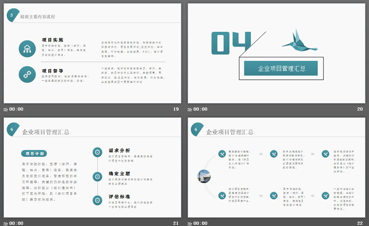 蜂鸟图案背景企业项目管理培训PPT下载