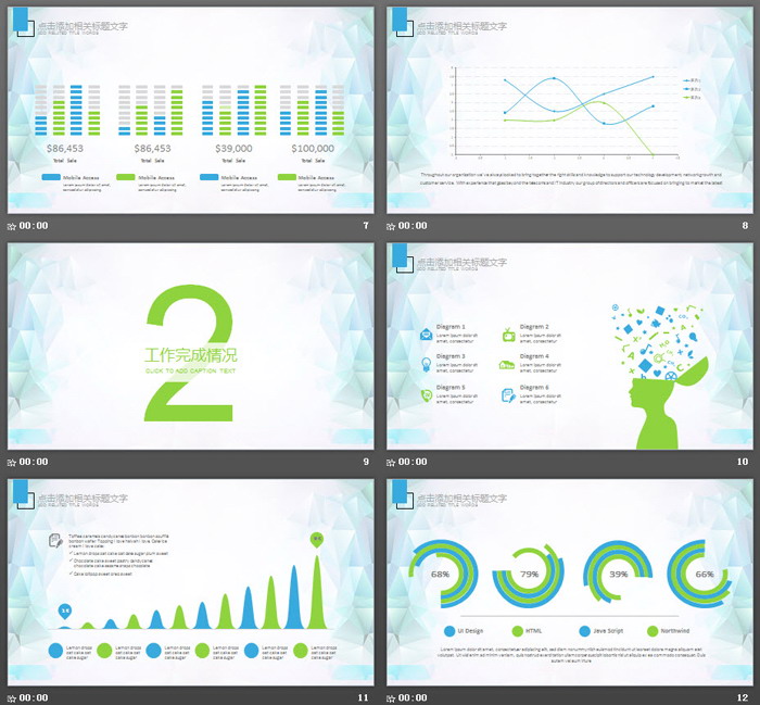 精致鲜花装饰的工作报告PPT模板