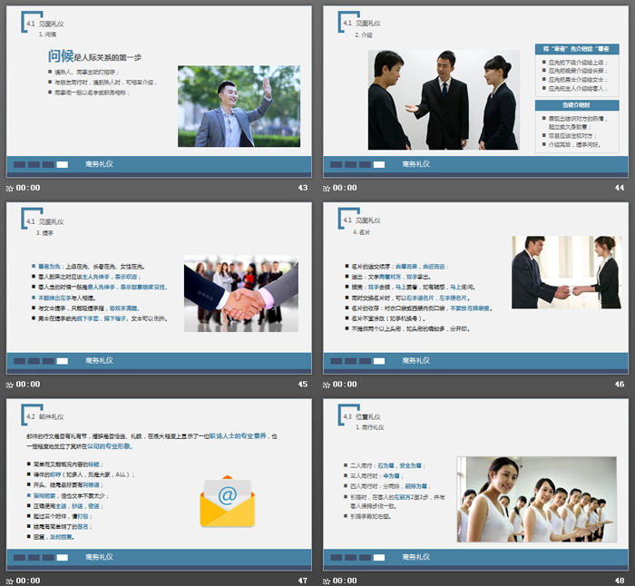 蓝色稳重商务礼仪培训PPT模板