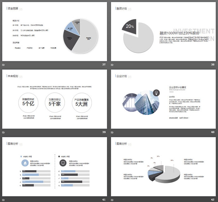 极简图片排版样式商业融资计划书PPT模板