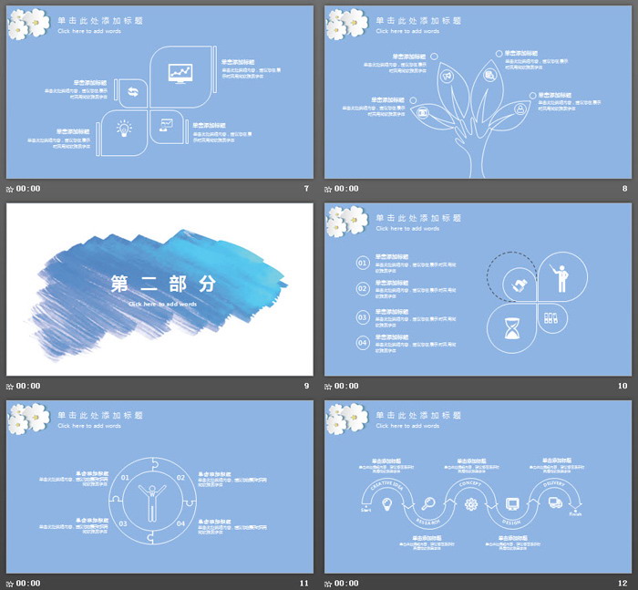 简洁小花背景教学公开课PPT模板