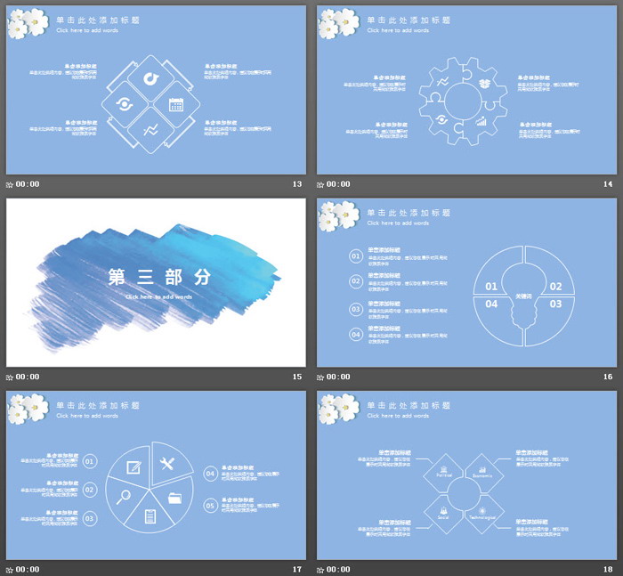 简洁小花背景教学公开课PPT模板