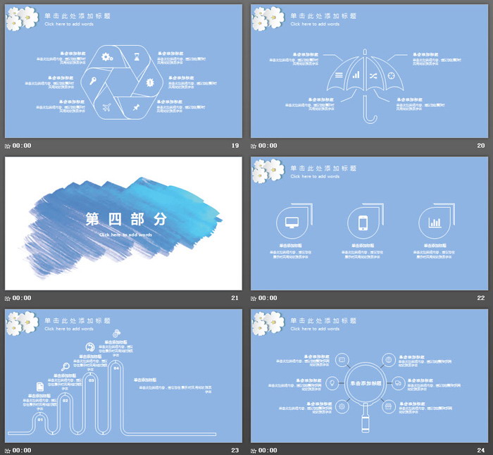 简洁小花背景教学公开课PPT模板