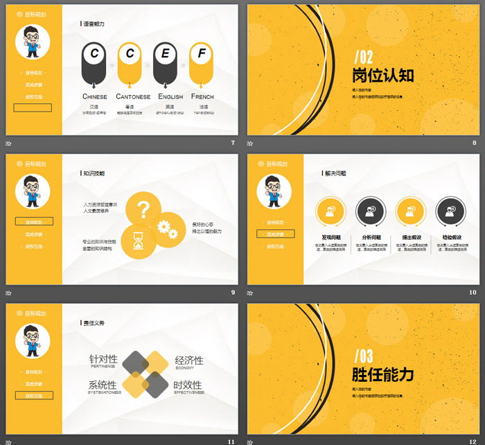 黄色简洁个人求职简历PPT模板