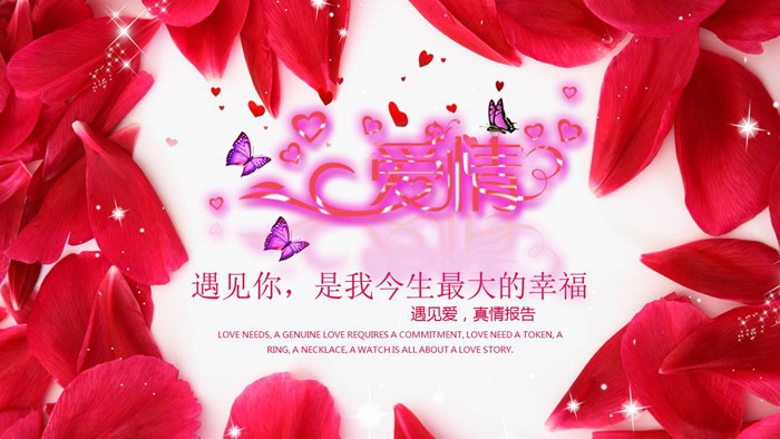 《遇见你是我最大的幸福》爱情相册PPT模板