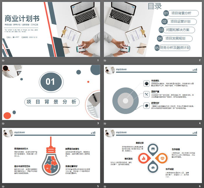 稳重实用商业融资计划书PPT模板