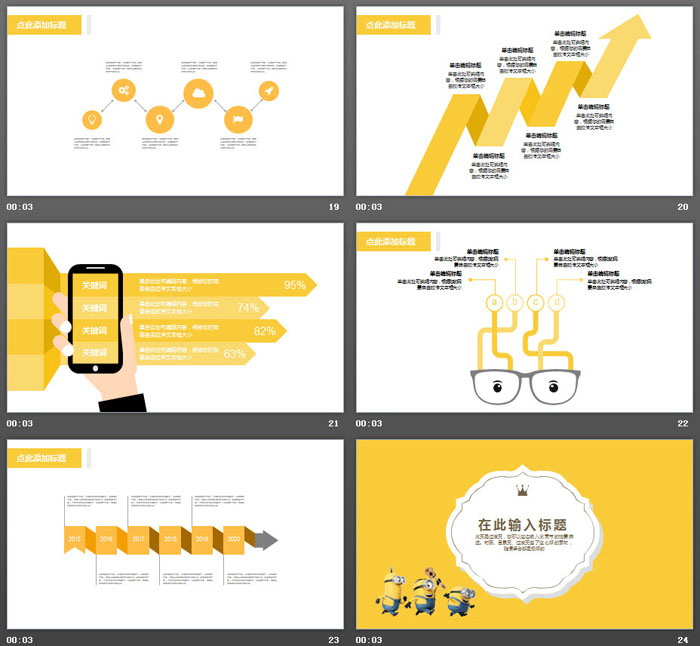 可爱卡通小黄人PPT模板