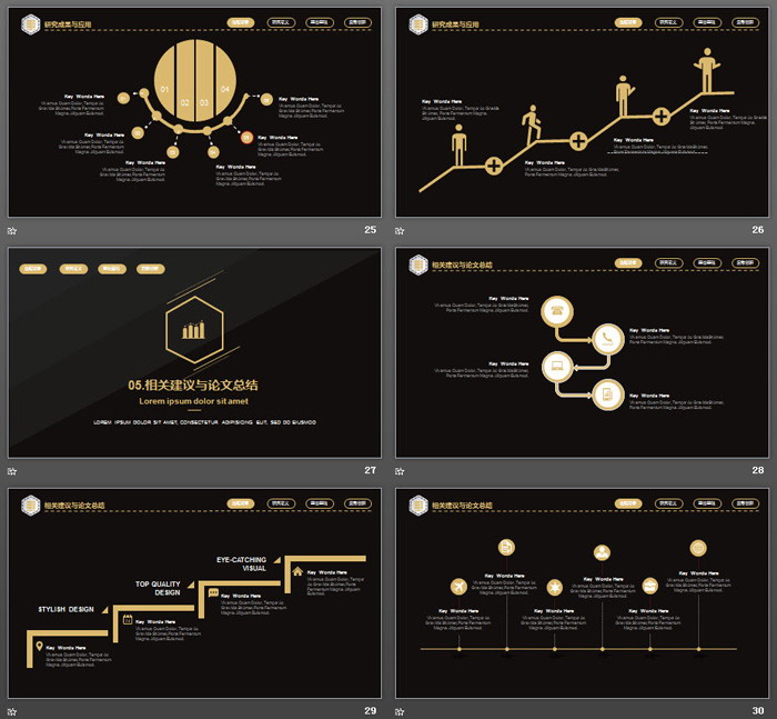 精致黑金风格毕业论文答辩PPT模板