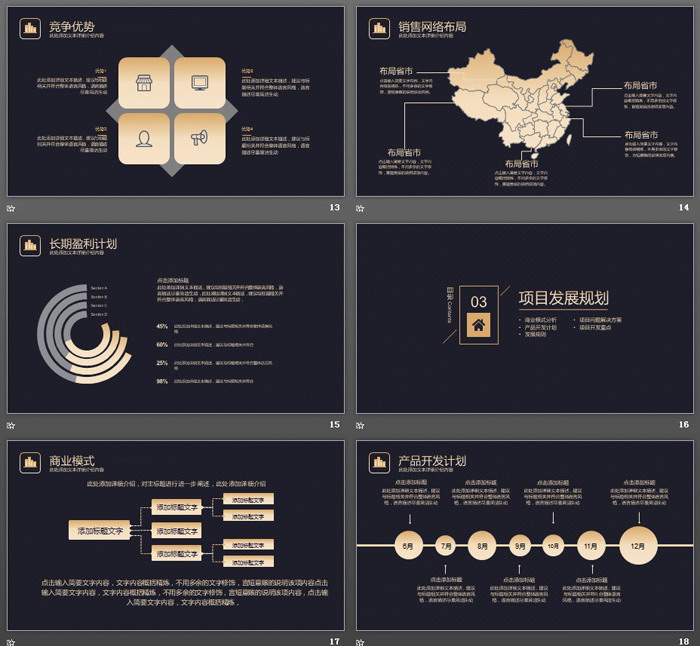 精致黑金风格商业融资计划书PPT模板