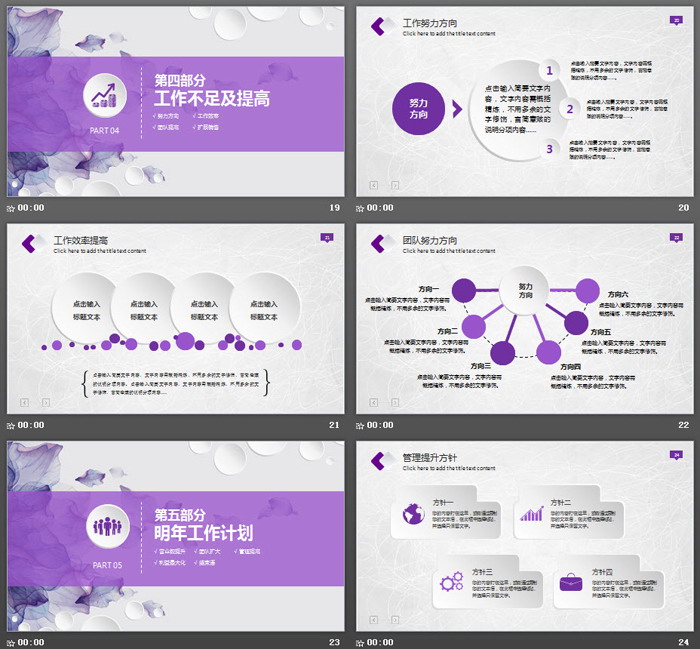 紫色唯美艺术风格工作总结PPT模板