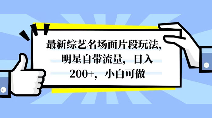 最新综艺名场面片段玩法,明星自带流量,日入200+,小白可做 最新综艺名场面片段玩法,明星自带流量,日入200+,小白可做