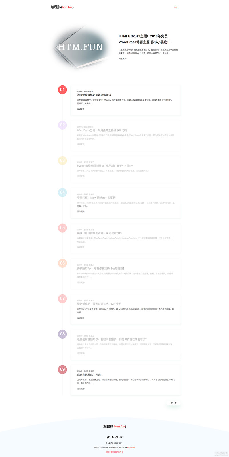 WordPress博客主题HTM.FUN，测试可正常安装-资源站
