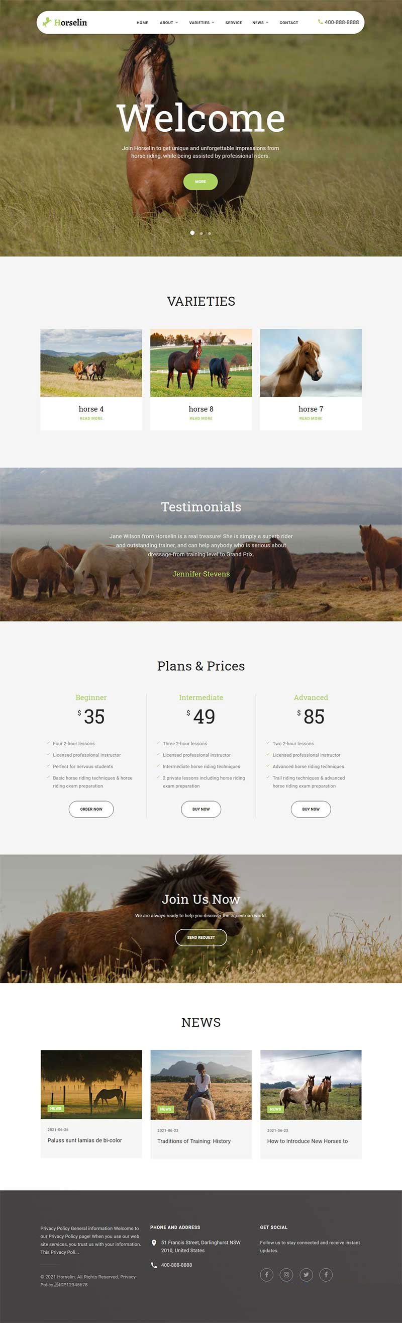 响应式马匹饲养养殖场养马场畜牧业网站源码 织梦dedecms模板 自适应手机端-资源站