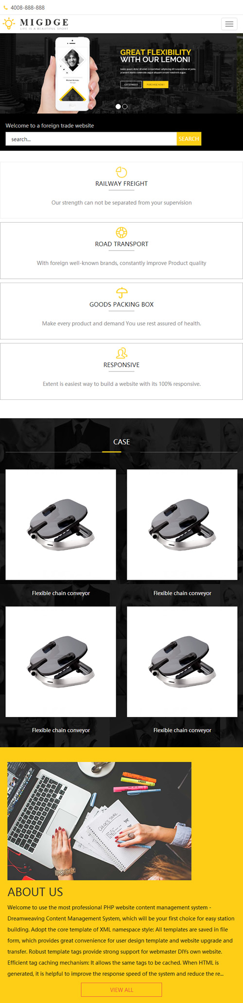 （自适应手机版）响应式五金电器出口英文外贸类网站源码 HTML5五金电子产品外贸网站织梦模板-资源站