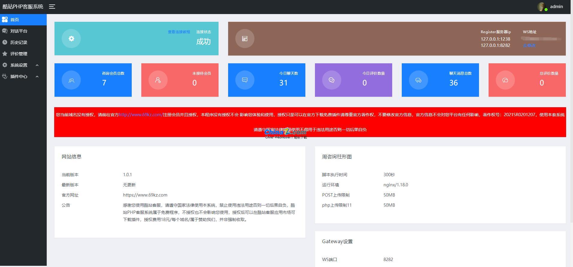 酷站PHP客服在线交流咨询系统 v1.0.9-资源站