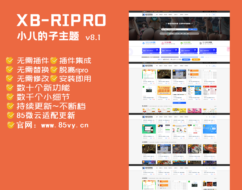 【RiPro子主题】小八子主题v8.1，极致美化，功能超乎所想-资源站
