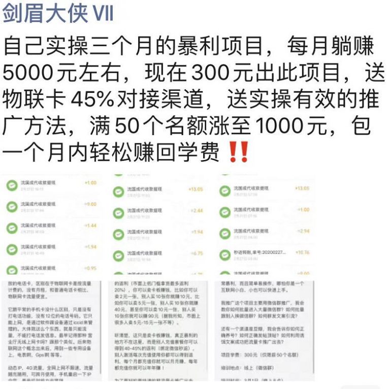 剑眉实操三个月物联卡项目，每月躺赚5000元左右-资源站