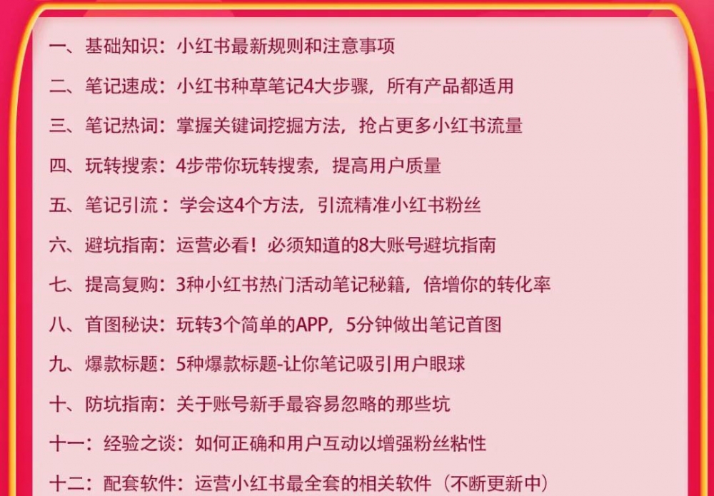 小红书爆款推广引流训练课9.0，手把手带你玩转小红书 一部手机即可月入万元-资源站