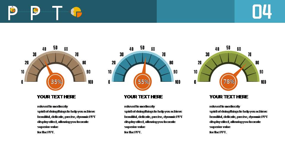 并列关系创意仪表盘PPT图表