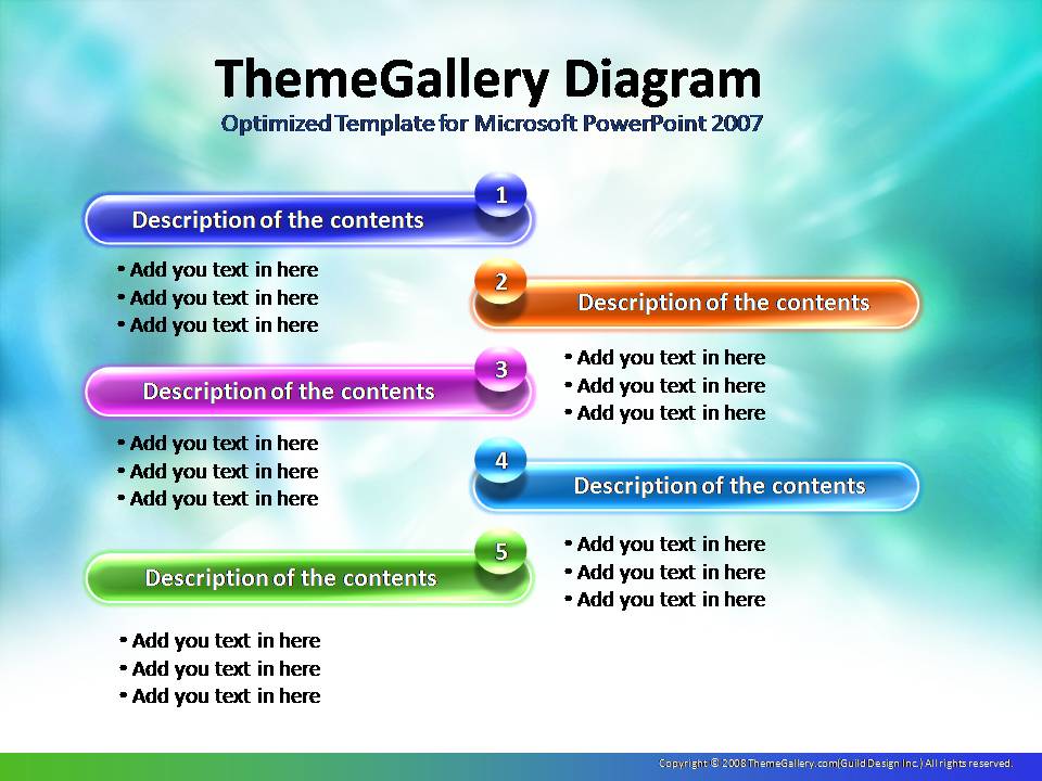五列小标题PPT图表