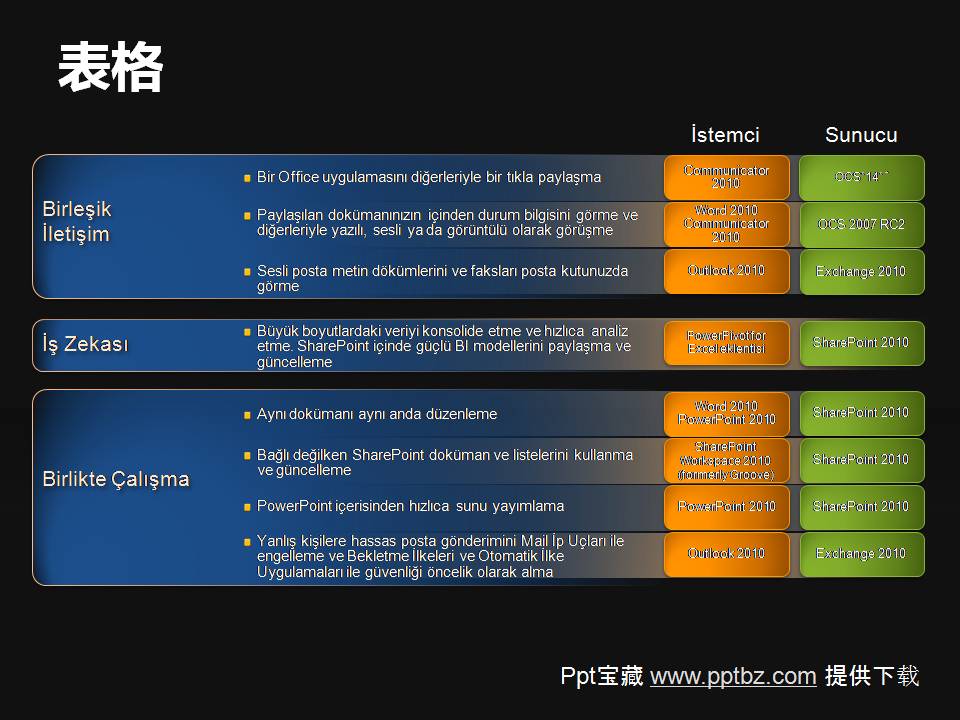 漂亮的4项目PPT表格图表