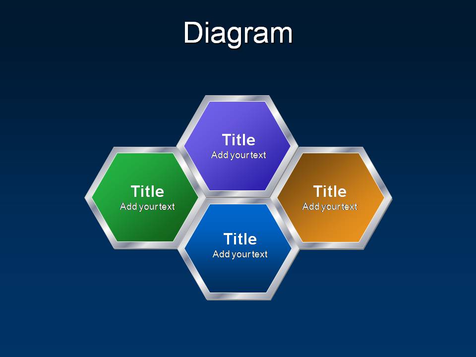六边形组菱形PPT图表