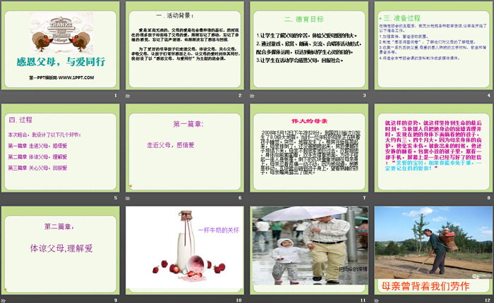 《感恩父母，与爱同行》PPT