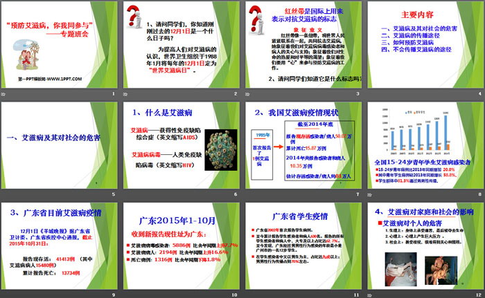 《预防艾滋病，你我同参与》PPT