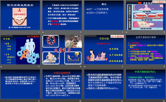 《防艾滋病主题班会》PPT
