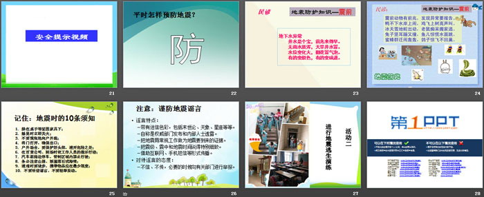 《地震求生主题班会》PPT