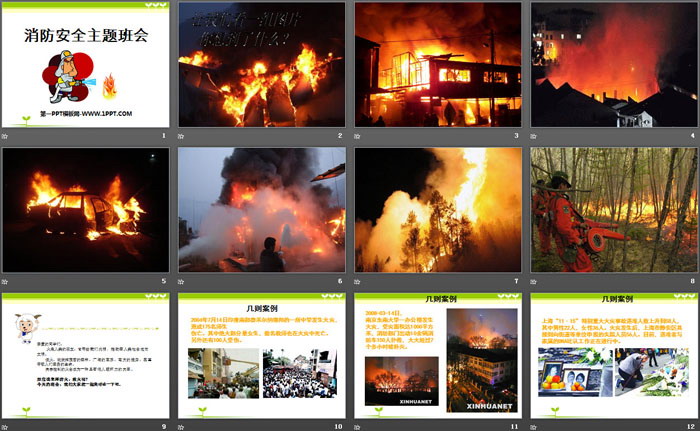 《消防安全主题班会》PPT