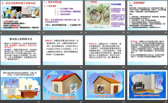 《防雷电、暴雨、洪灾》PPT