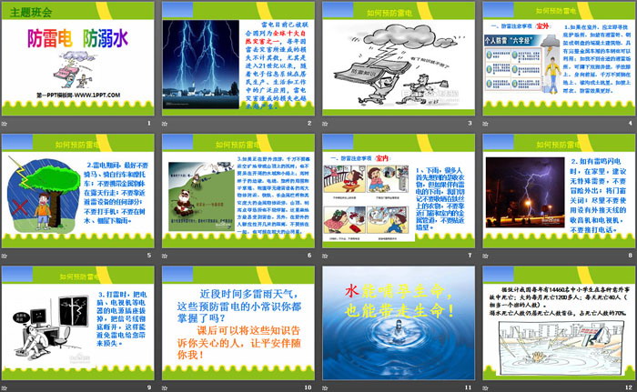 《防雷电 防溺水》PPT