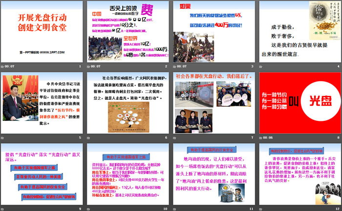 《开展光盘行动 创建文明食堂》PPT