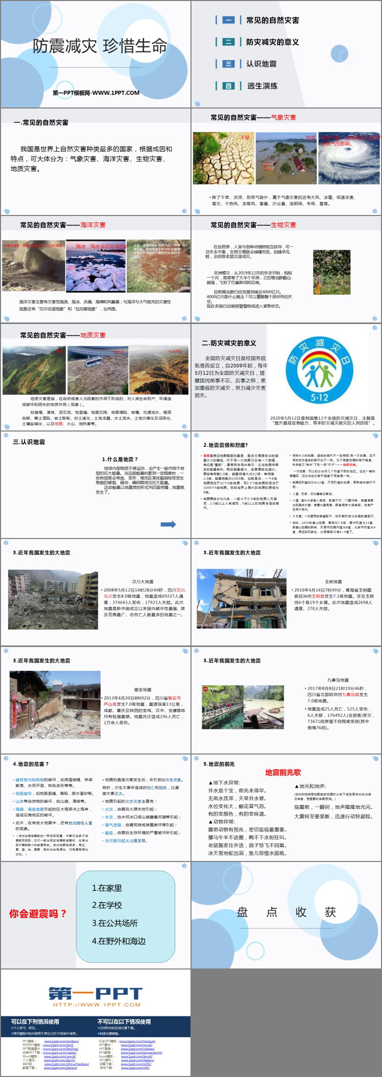 《防震减灾 珍惜生命》PPT班会课件