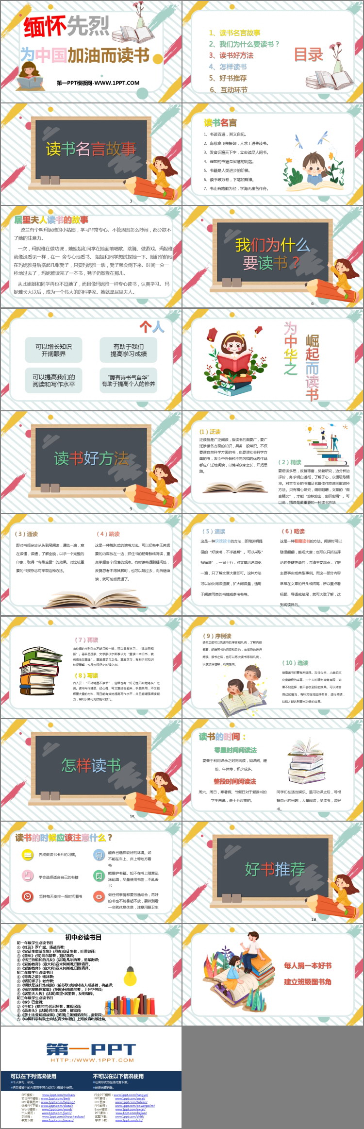 《缅怀先烈为中国加油而读书》PPT班会课件