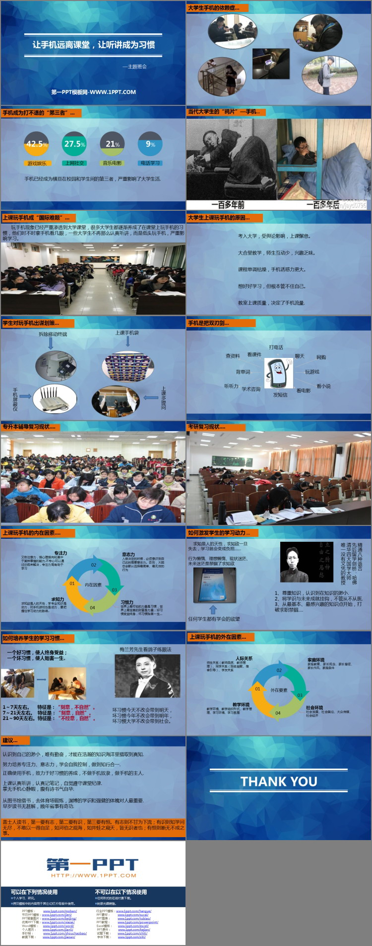 《让手机远离课堂,让听讲成为习惯》PPT班会课件