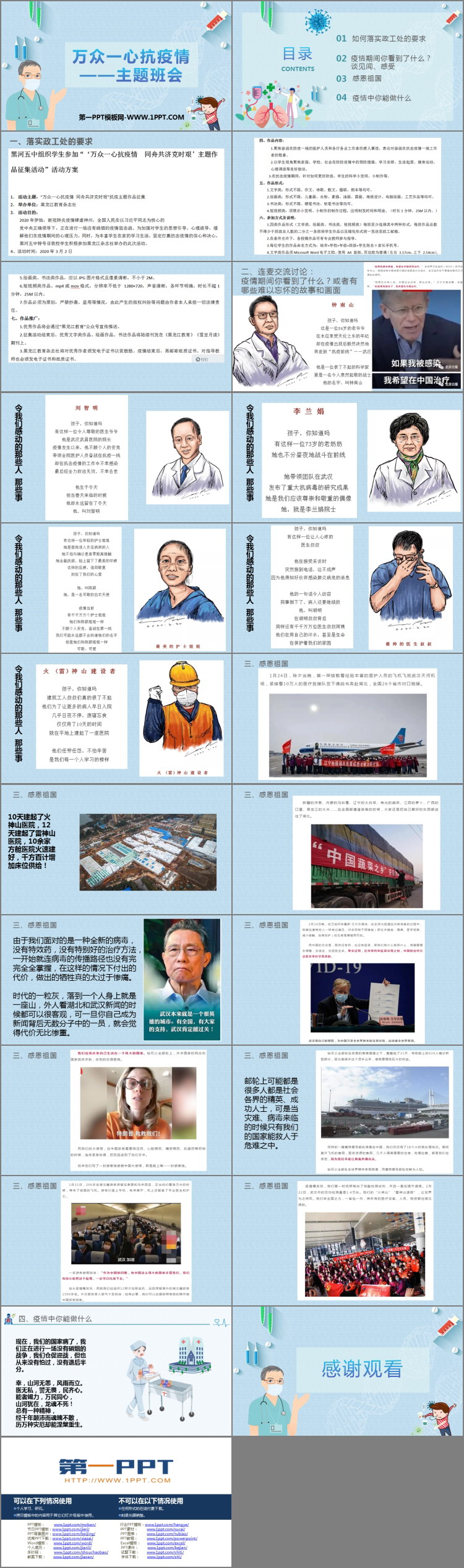 《万众一心抗疫情》PPT班会课件