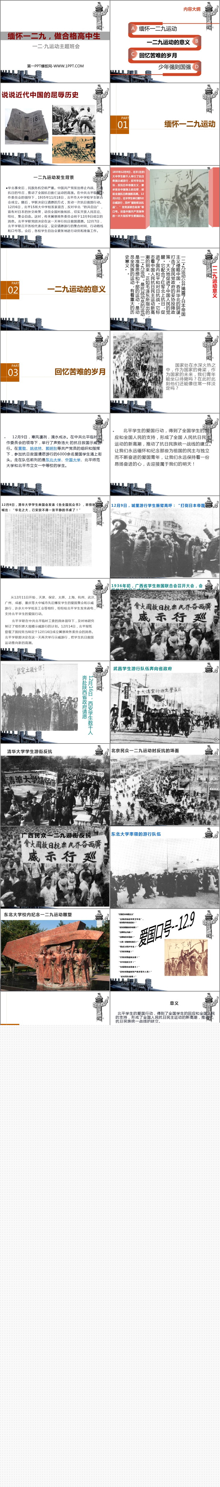 《缅怀一二九,做合格高中生》PPT班会课件