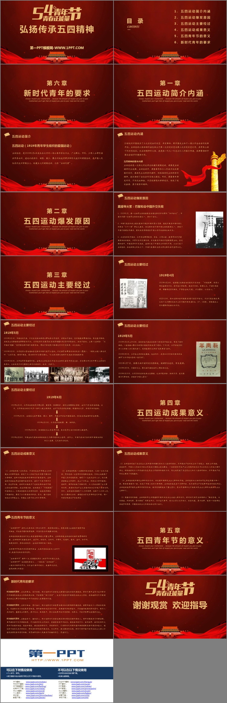 《弘扬传承五四精神》PPT班会课件