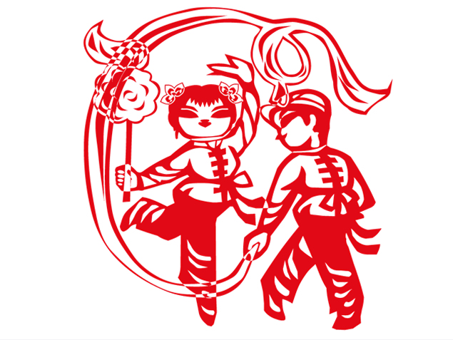 扭秧歌剪纸PPT素材