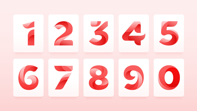 支持一键换色的30种矢量数字效果合集打包下载