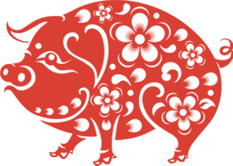 喜庆红猪年剪纸免抠图