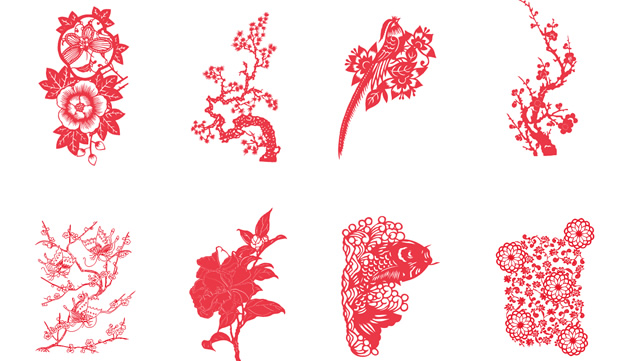 羊 12生肖等中国风元素喜庆剪纸ppt素材